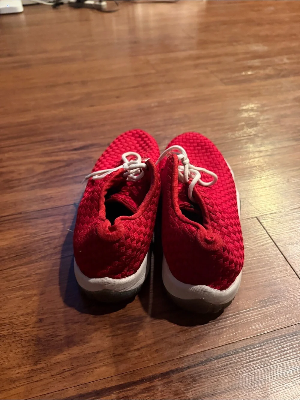 Jordan Men's Red Woven Athletic Shoes with White Laces